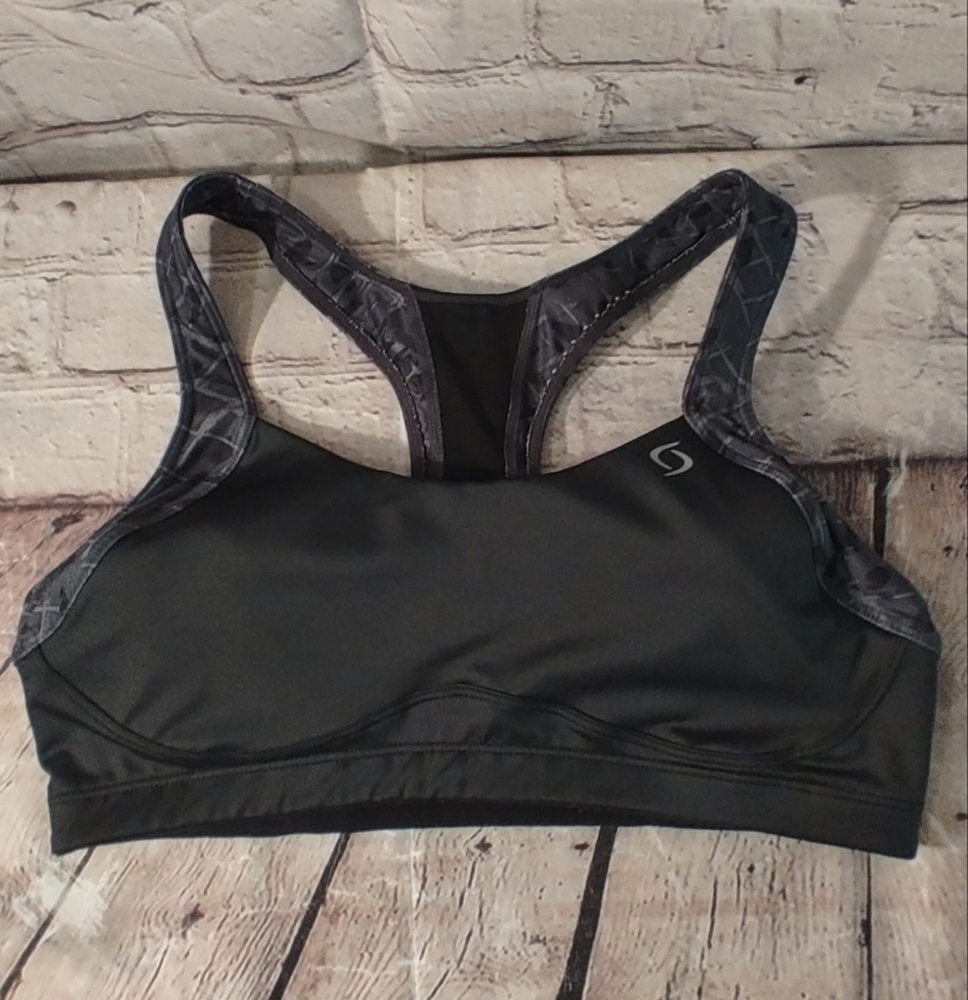 Brooks Black Sports Bra with Patterned Straps